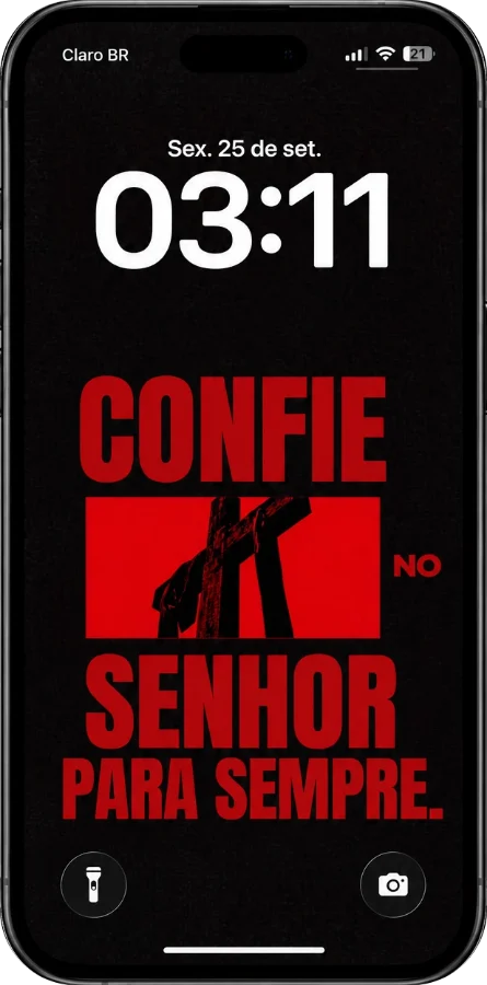Wallpaper “Confie no Senhor para sempre” aparecendo quando as notificações somem